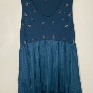 Torrid Blue Embellished Tank Top